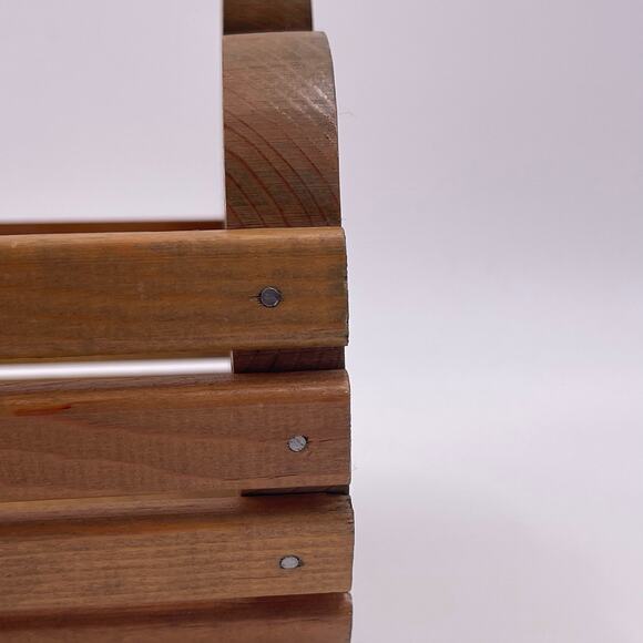 Handmade Decorative Wooden Basket Apple Shaped Storage Box Heart Stem 6 inch - Picture 8 of 11